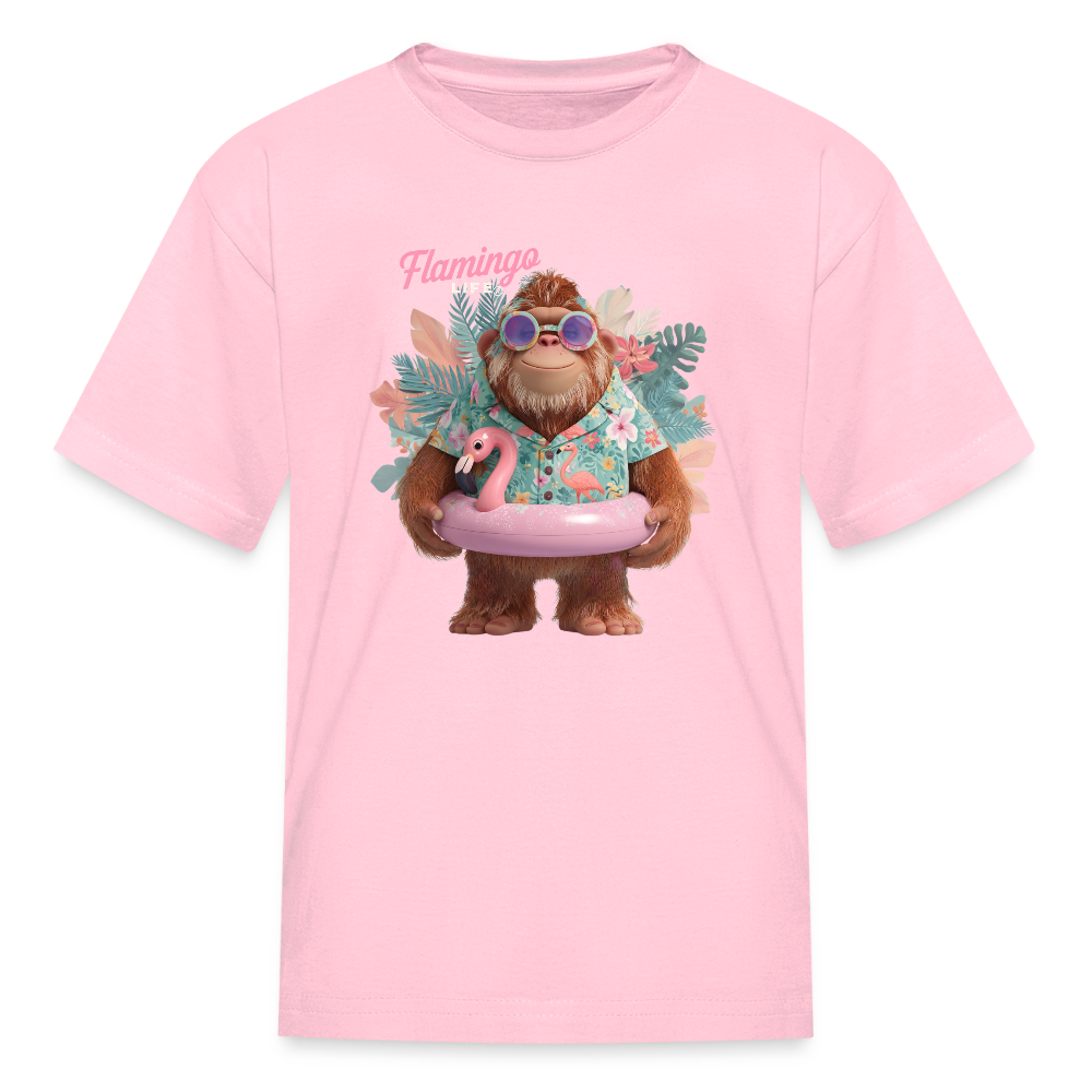 Flamingo Life Bigfoot Floatie Kids' T-Shirt - pink
