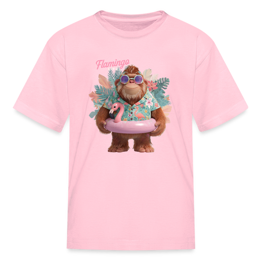Flamingo Life Bigfoot Floatie Kids' T-Shirt - pink