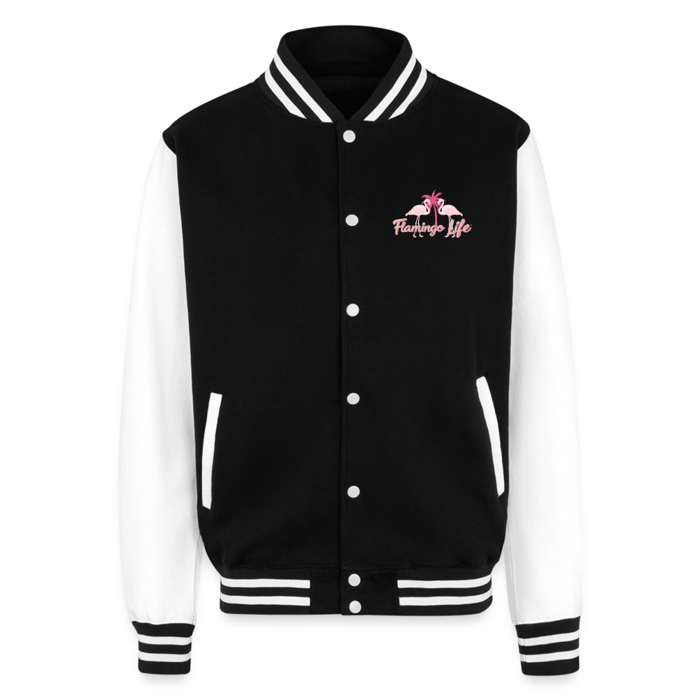 Flamingo Life Heavyweight Letterman Jacket - black/white