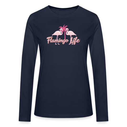 Flamingo Life Women's Long Sleeve T-Shirt - navy