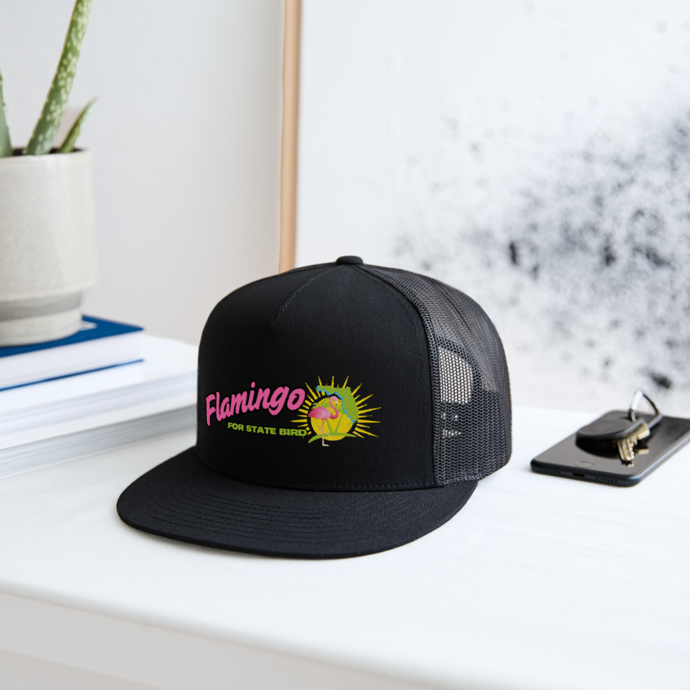 Flamingo for Florida State Bird Trucker Hat - black/black