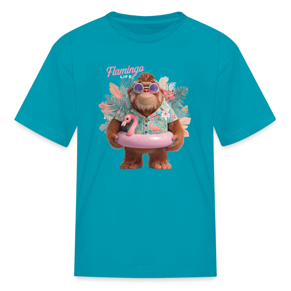Flamingo Life Bigfoot Floatie Kids' T-Shirt - turquoise