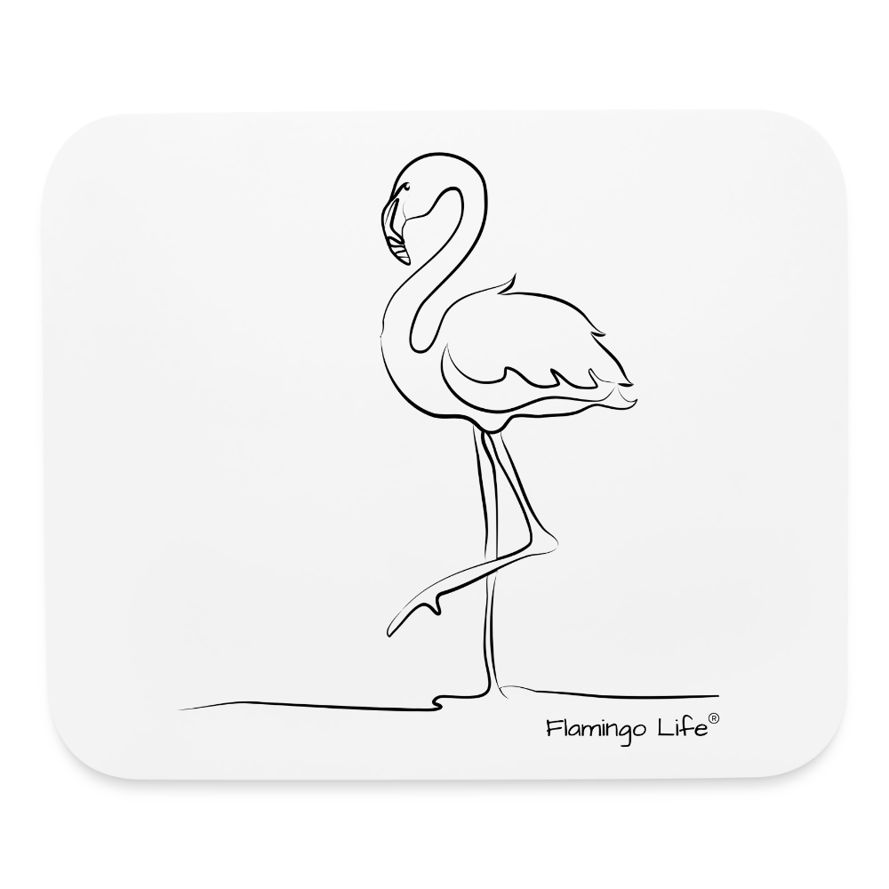 Line Drawing Flamingo Life Mouse pad Horizontal - white