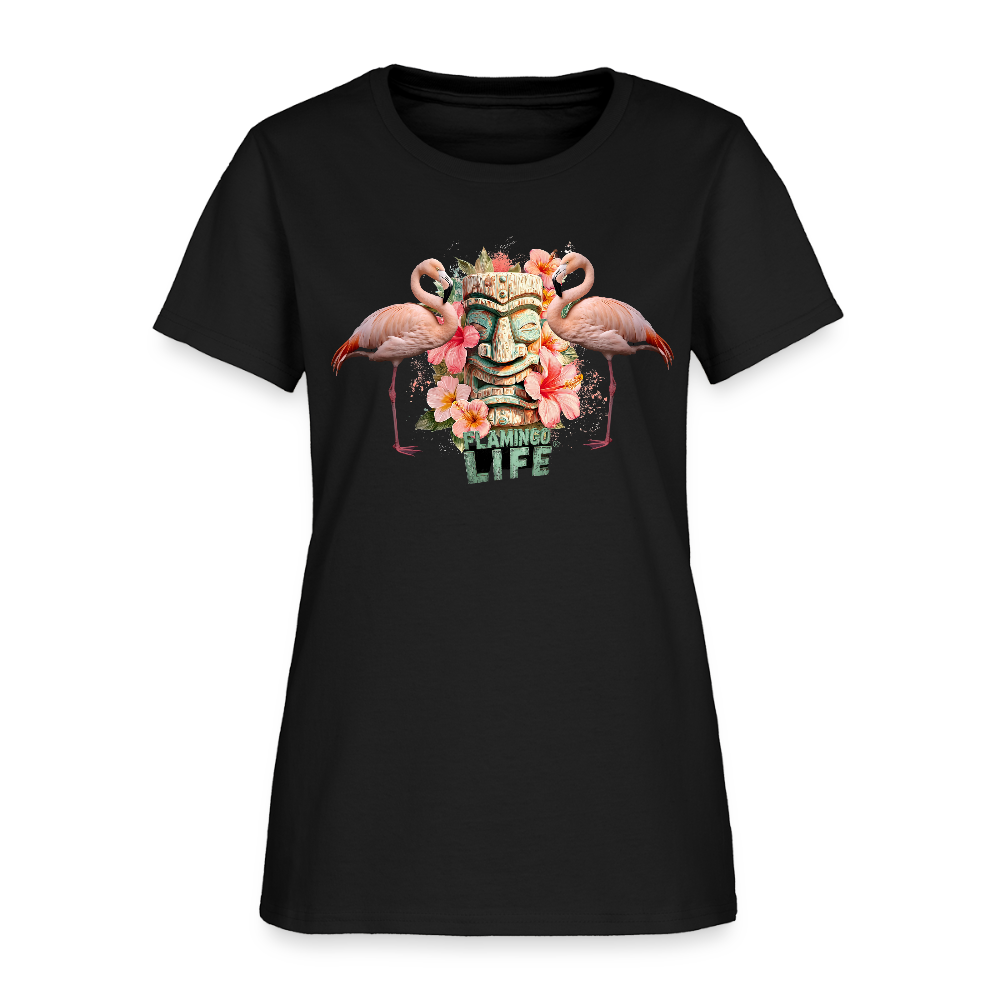 Tiki Flamingo Women's T-Shirt - black
