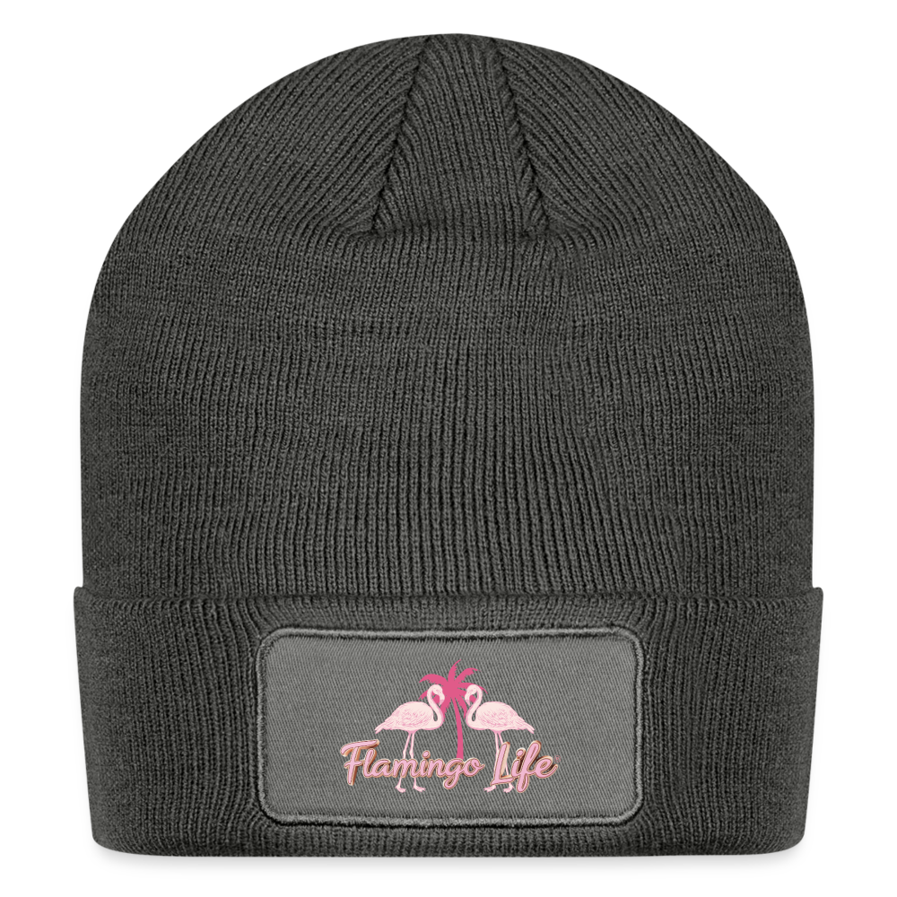 Flamingo Life Patch Beanie - charcoal grey