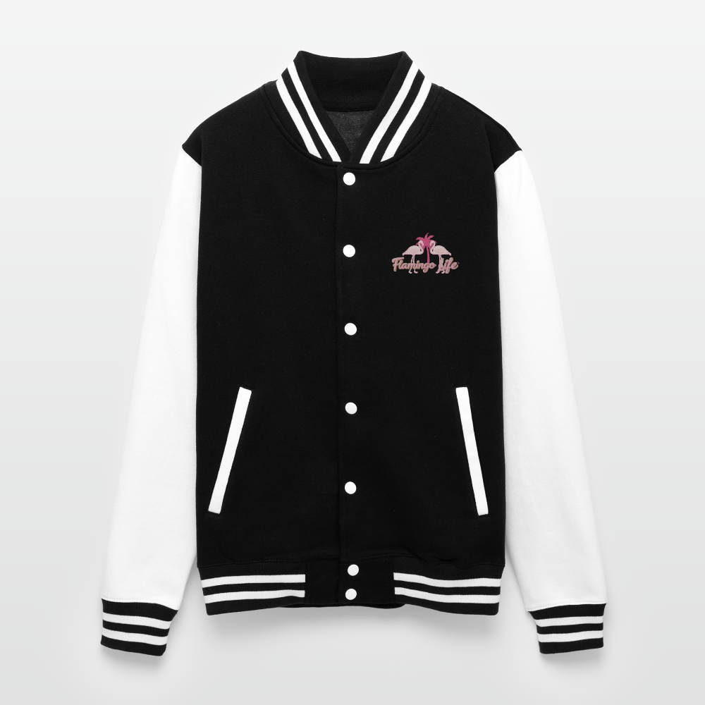 Flamingo Life Heavyweight Letterman Jacket - black/white
