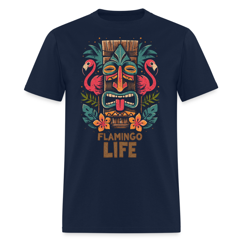 Wooden Tiki Flamingo Life Men's T-Shirt - navy