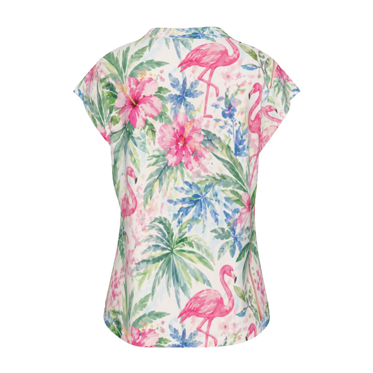 Palm Beach Collection Flamingo Life Women's V-neck Short Sleeve Blouse