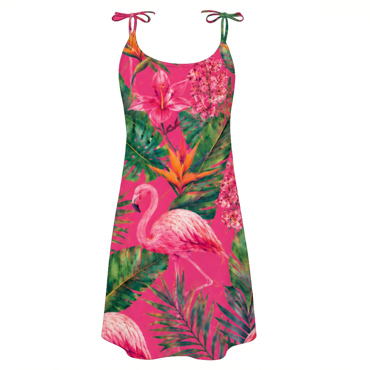 Pink Paradise Flamingo Life Women's Beach Tie Dress