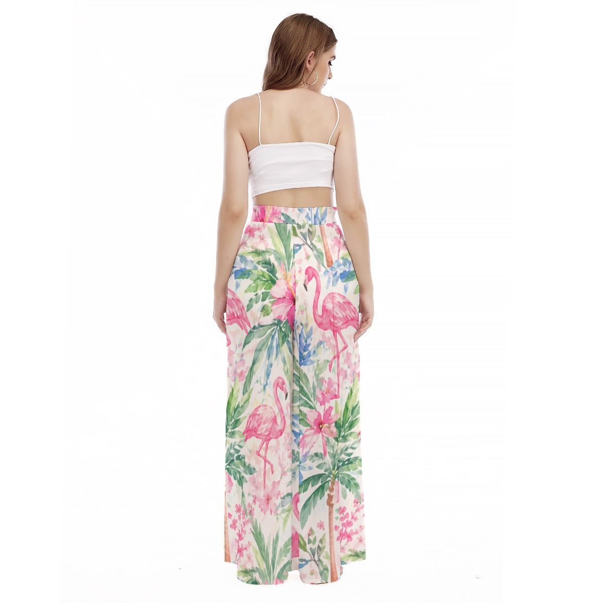 Palm Beach Collection Flamingo Life Women's High Waist Wide Leg Trousers