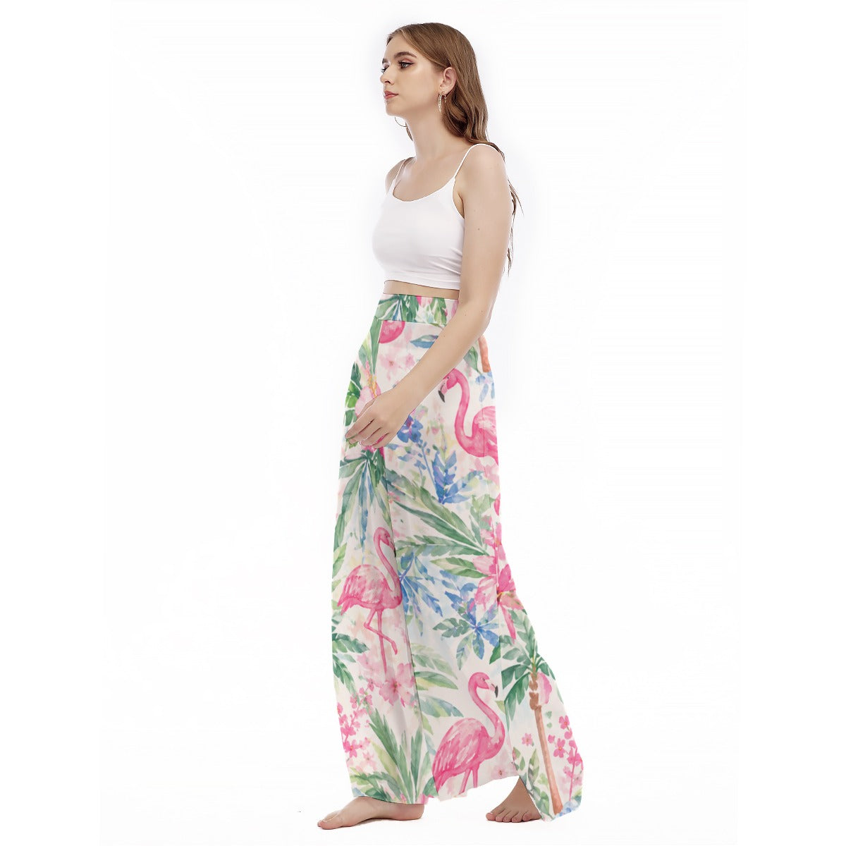 Palm Beach Collection Flamingo Life Women's High Waist Wide Leg Trousers