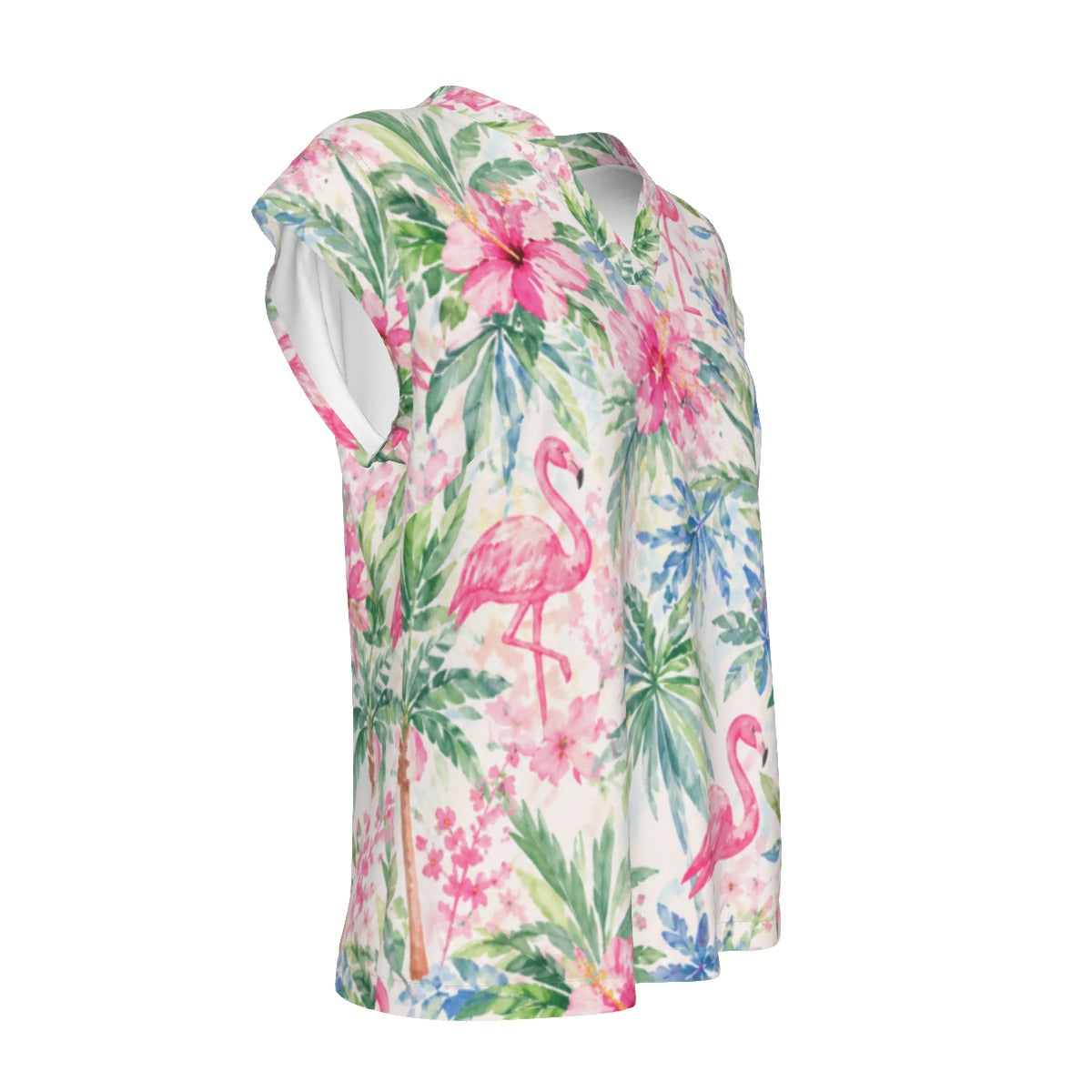 Palm Beach Collection Flamingo Life Women's V-neck Short Sleeve Blouse