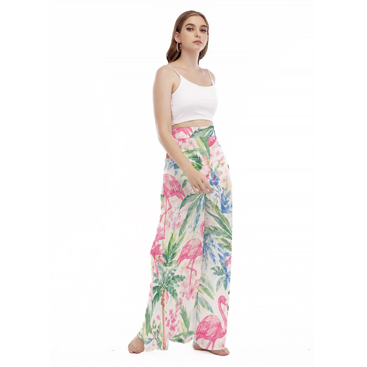 Palm Beach Collection Flamingo Life Women's High Waist Wide Leg Trousers