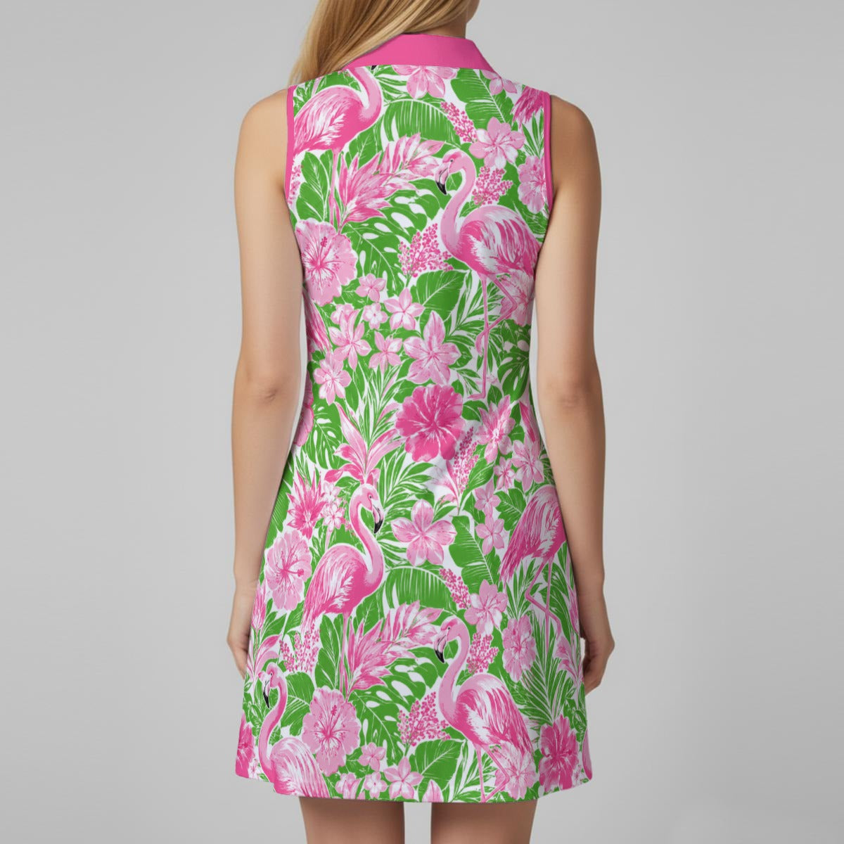 Flamingo Botanical Women’s Sports Dress Set with matching Shorts