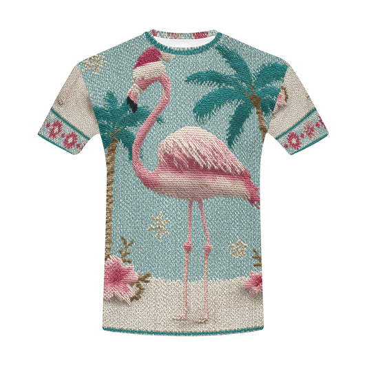 Men's Tropical Flamingo Christmas “Ugly Sweater” T-Shirt