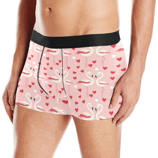 Valentine Flamingos and Hearts Boxer Briefs