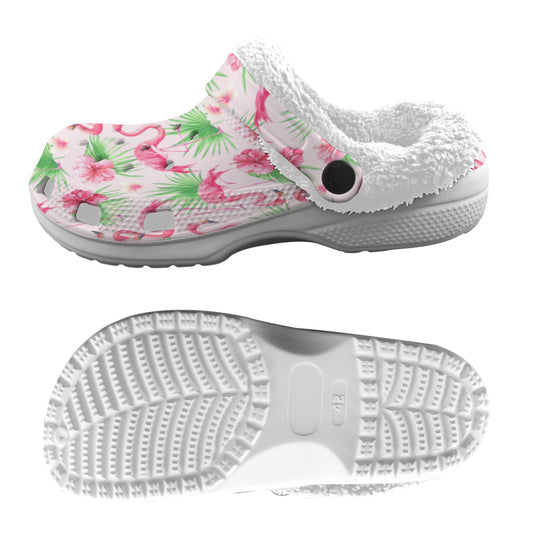 Pretty Pink Flamingos Fleece Lined Adult Unisex Clogs