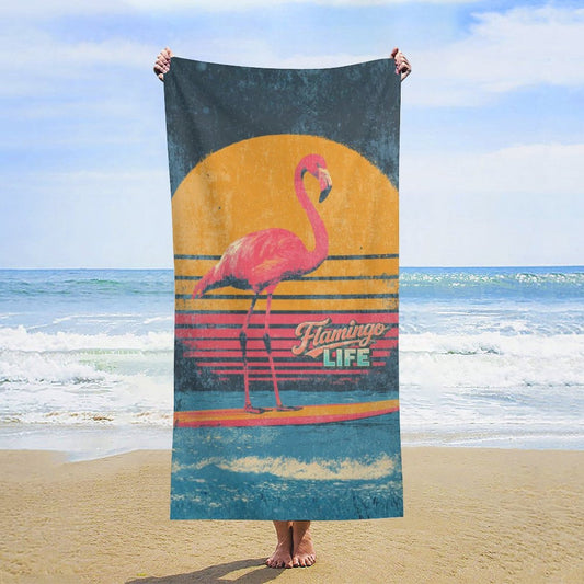 Electric Sunset Flamingo Life Beach Towel
