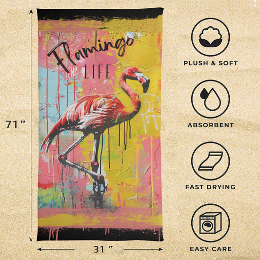 Flamingo Life® Graffiti Beach Towel - Flamingo Life®
