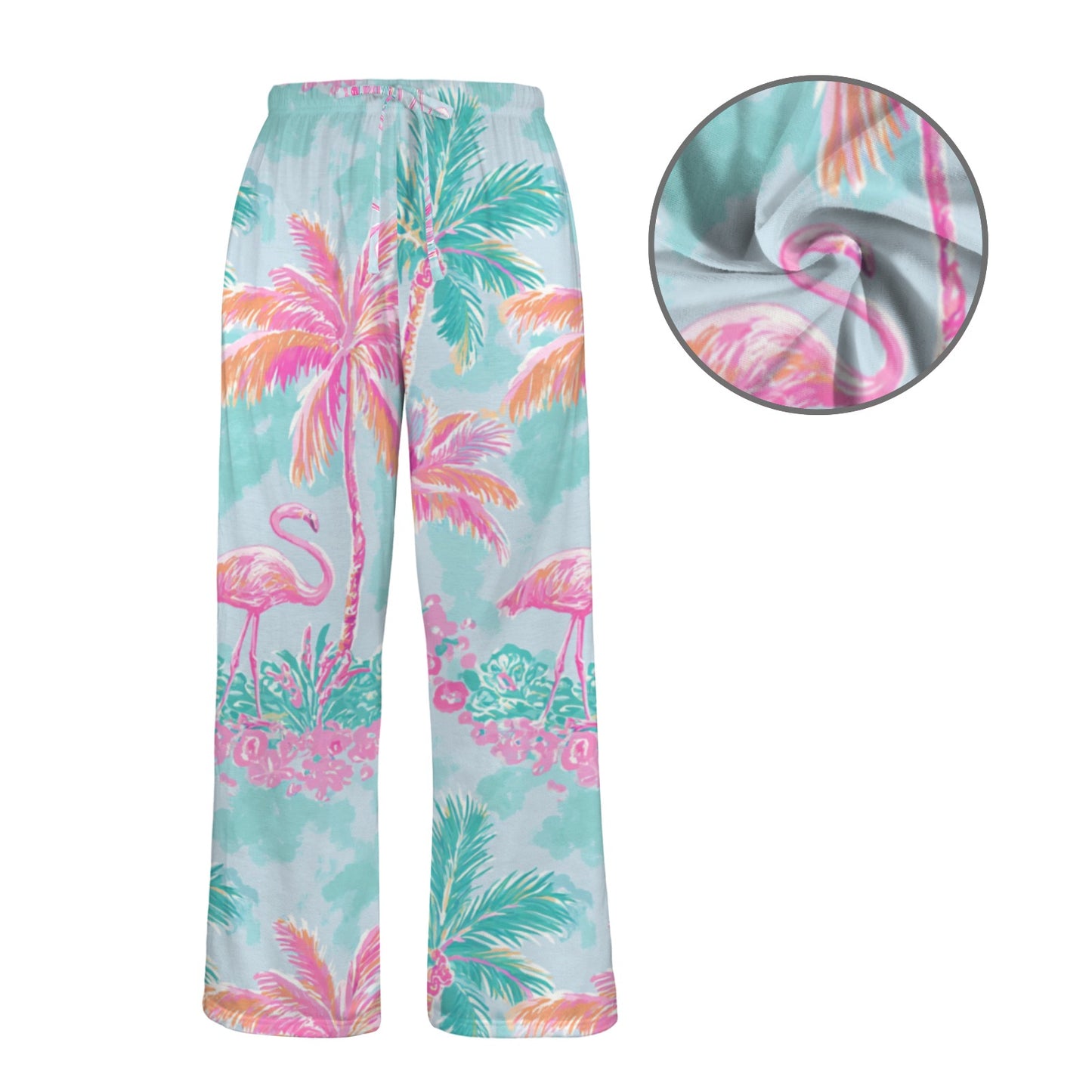 Palm Breeze Flamingo Garden Womens Long Pajama Pants