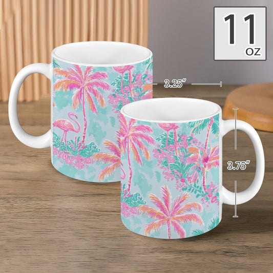 Palm Breeze Flamingo Garden Mug Set