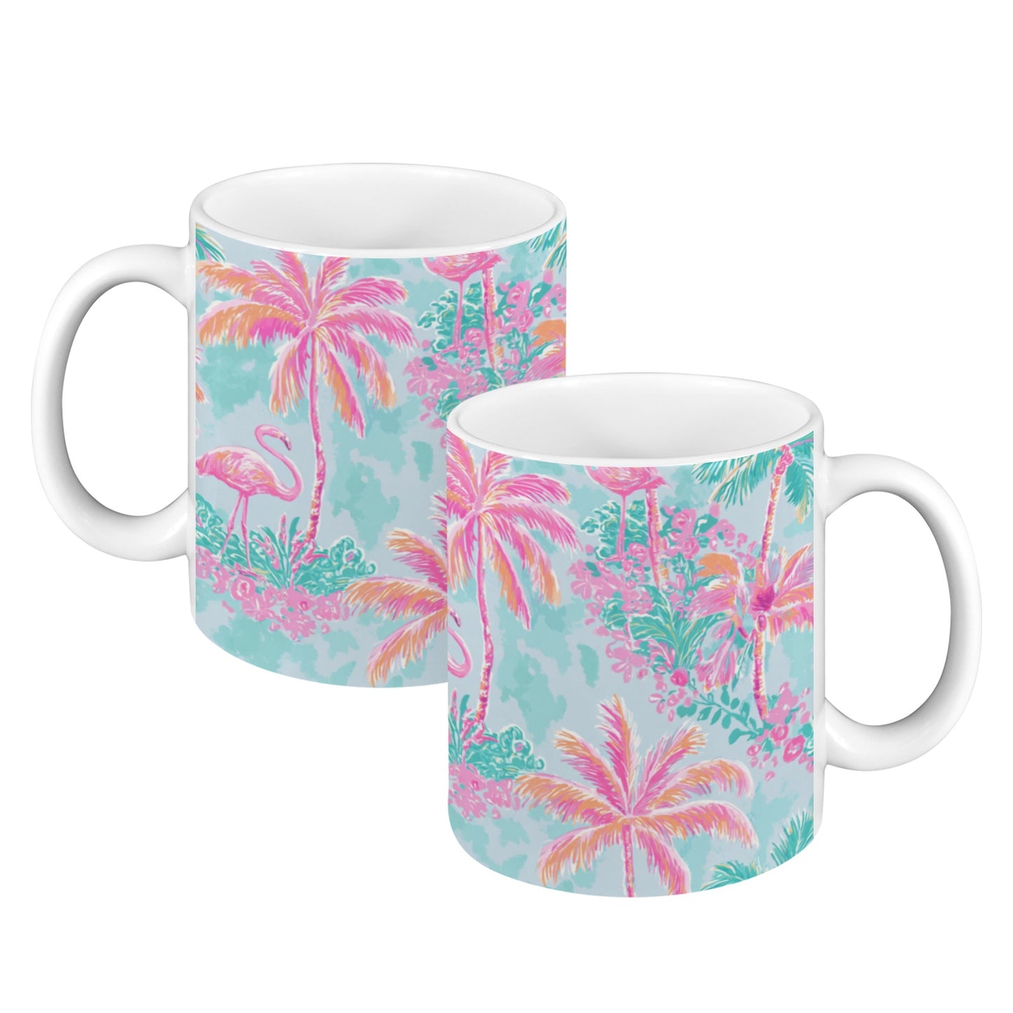Palm Breeze Flamingo Garden Mug Set