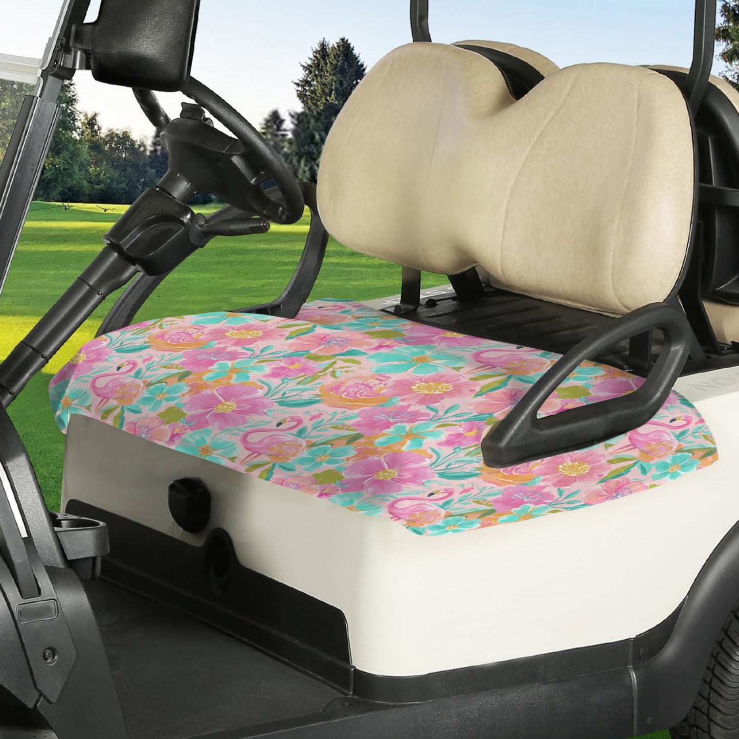 Floral Flamingo Golf Cart Seat Cover