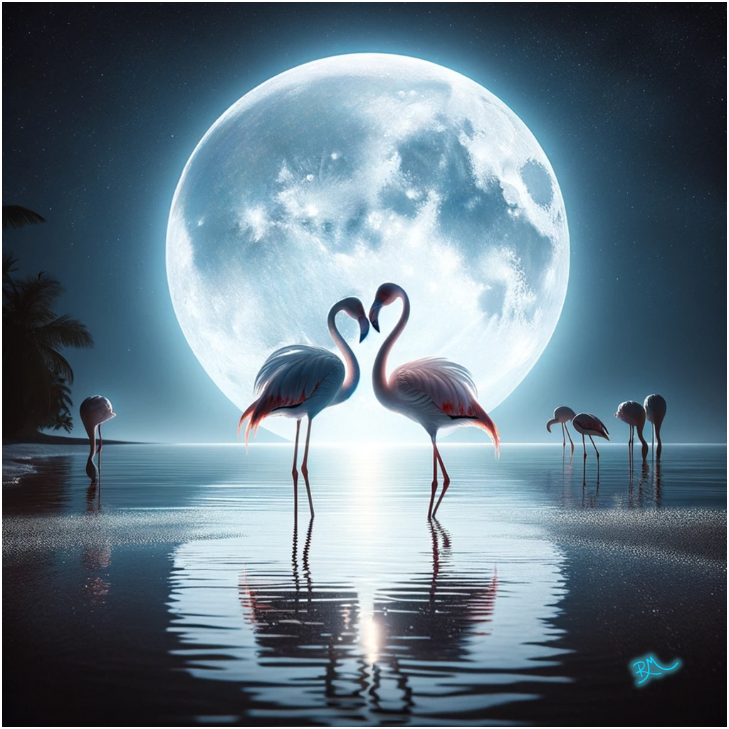 Flamingo Moon Giclee Art Prints by Artist Rachel Michelle - Flamingo Life®