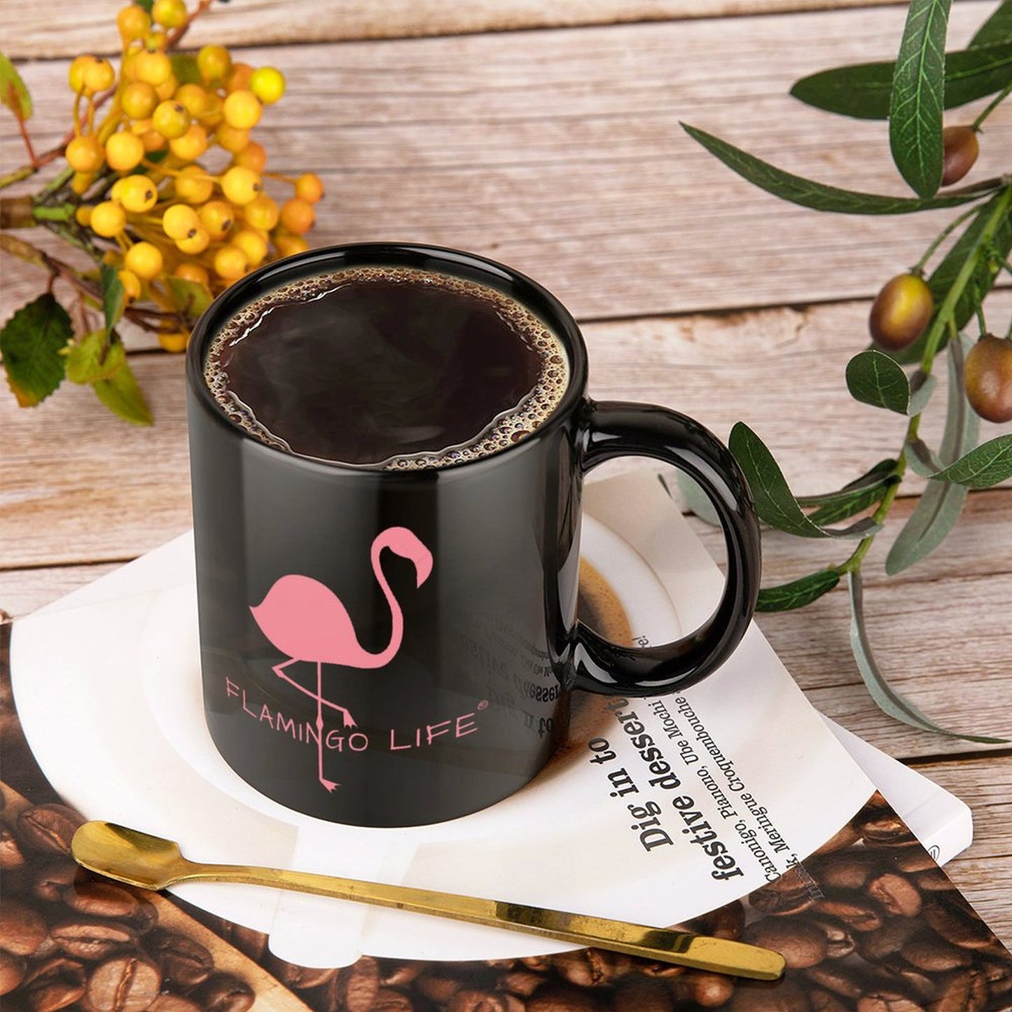 Flamingo Life® Black Mug