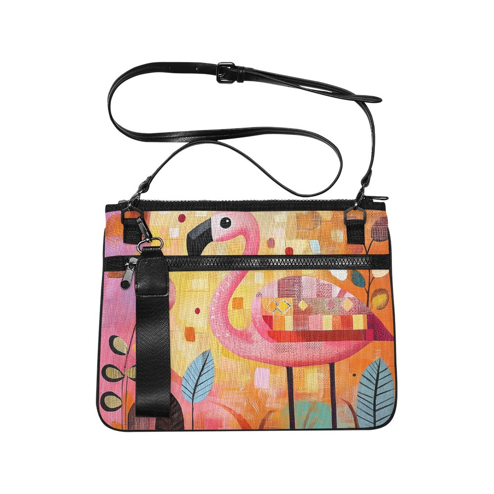 Folk Flamingo Clutch Bag