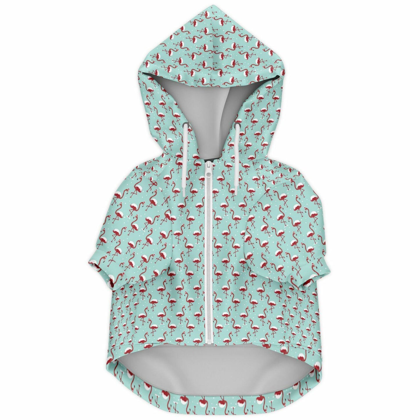 Snowy Flamingo Athletic Dog Zip-Up Hoodie