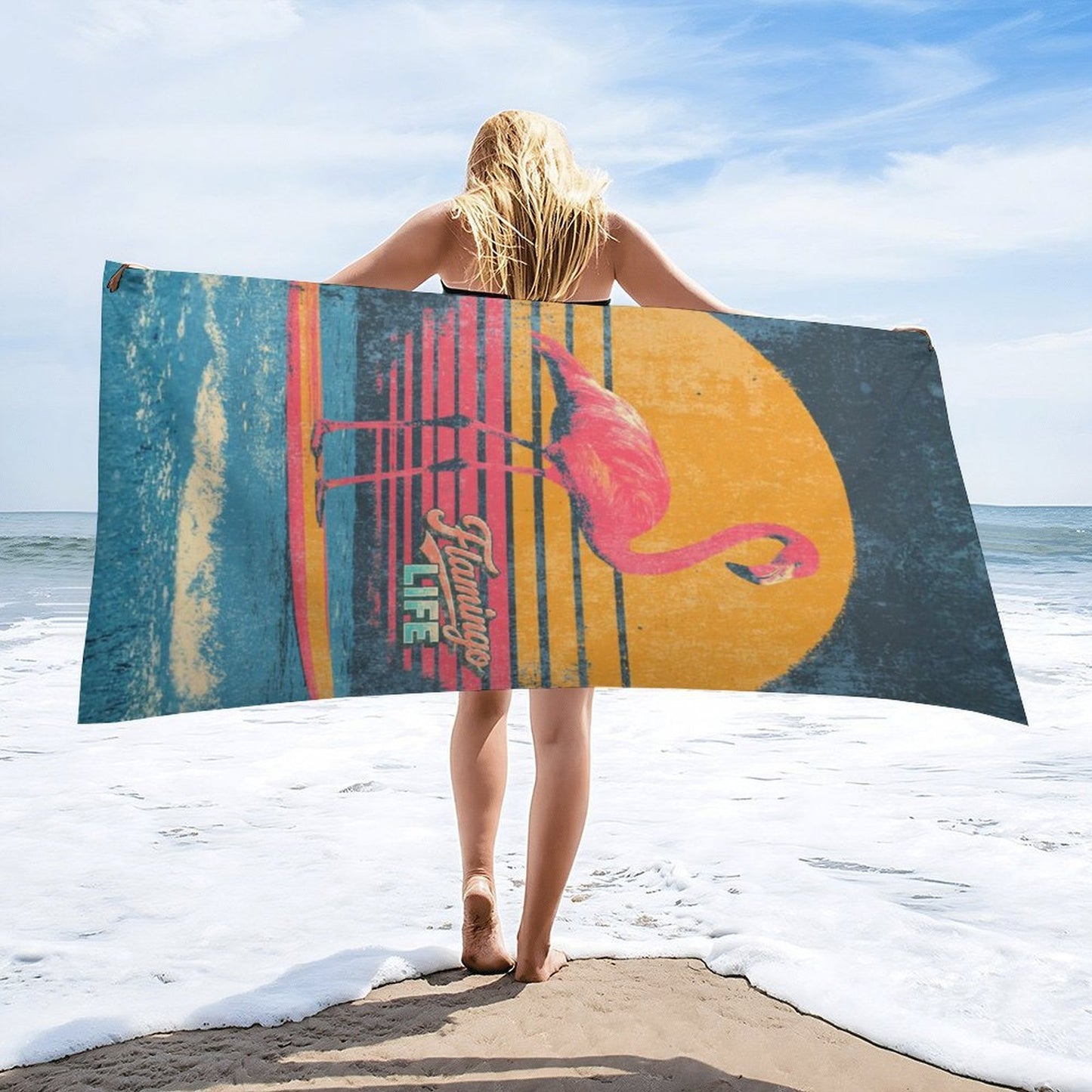 Electric Sunset Flamingo Life Beach Towel