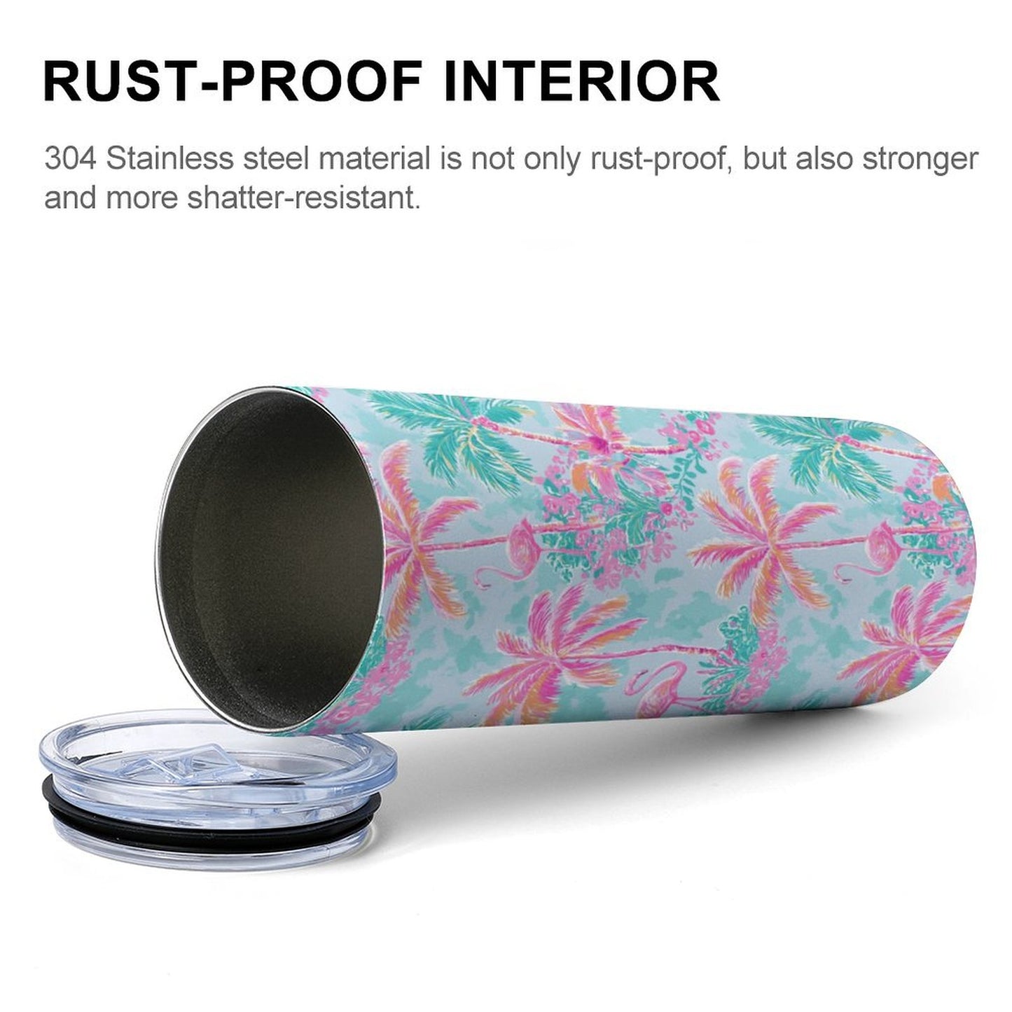 Palm Breeze Flamingo Garden Stainless Steel Tumbler 20 oz (Made in USA)