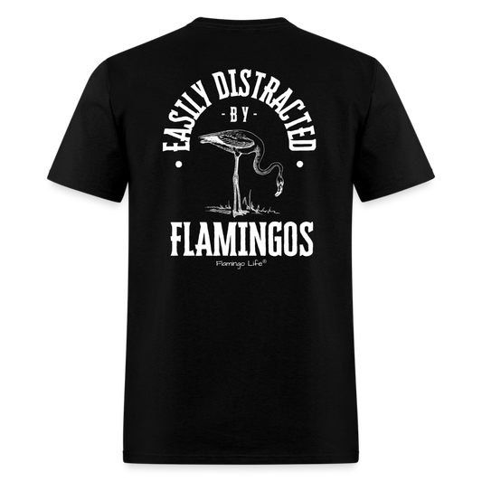 Easily Distracted by Flamingos Unisex Classic T-Shirt - black