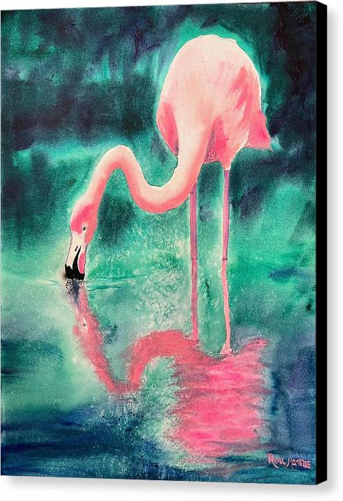 Flamingo Reflection - Canvas Print by Rachel Michelle
