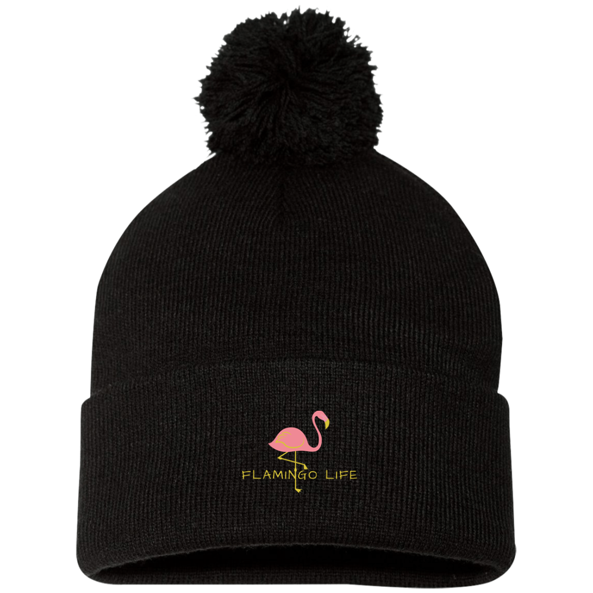 Flamingo Life POM POM Knit Cap - Pink or Black