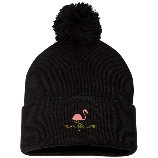 Flamingo Life POM POM Knit Cap - Pink or Black