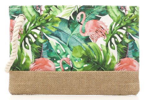 Flamingo Tropics Jute Zippered Bag - The Flamingo Shop