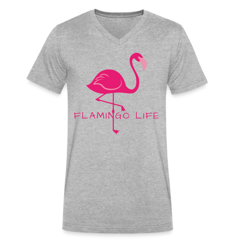 Men's Flamingo Life® V-Neck T-Shirt - heather gray